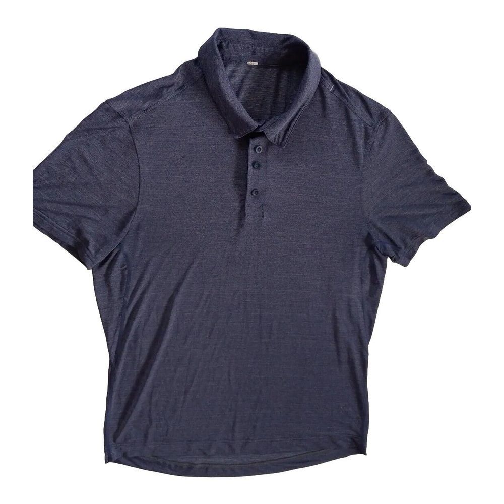 Lululemon Men's Short Sleeve Active Buttons Up Polo XL‎ Batik Dark Bright Blue